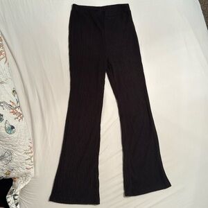 Black Ribbed Soft Flair Pants
